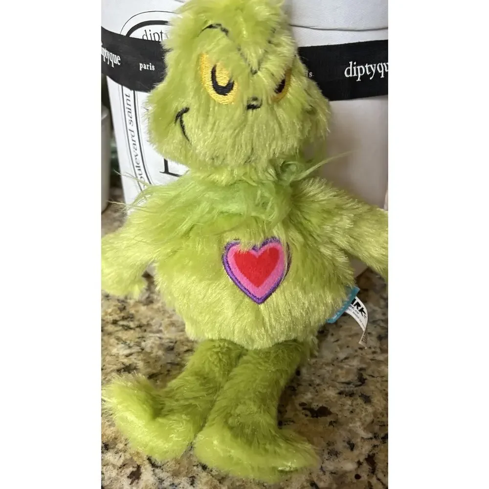 BarkBox Baby Grinch Plush Dog Toy BARK 2018 Dr Seuss Christmas Heart Rare